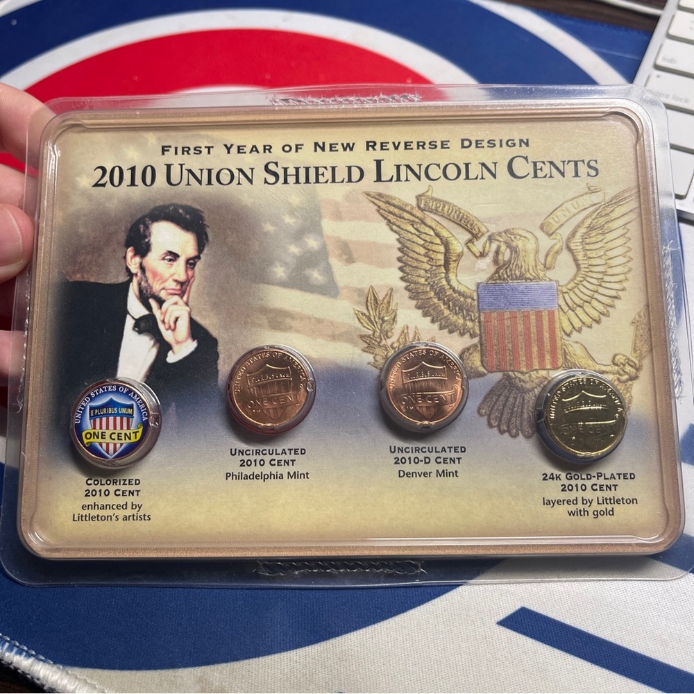 NEW 2010 Union Shield Lincoln Shield Commemorative Set, Uncirculated, Colorized
